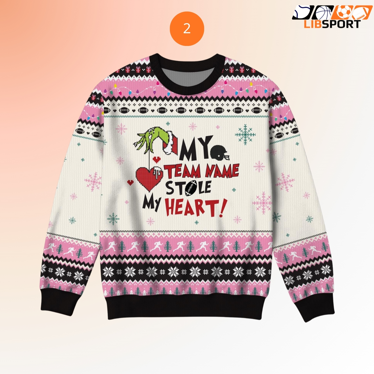My Team Stole My Heart Sweater, Custom Football Holiday Jumper, Grinch Hand Xmas Gift For Fans